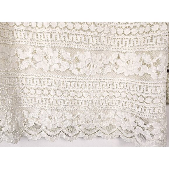 Talbots Womens Size Large Cream Lace Boho Blouse Lined Elegant Classy, Chic - Picture 8 of 12